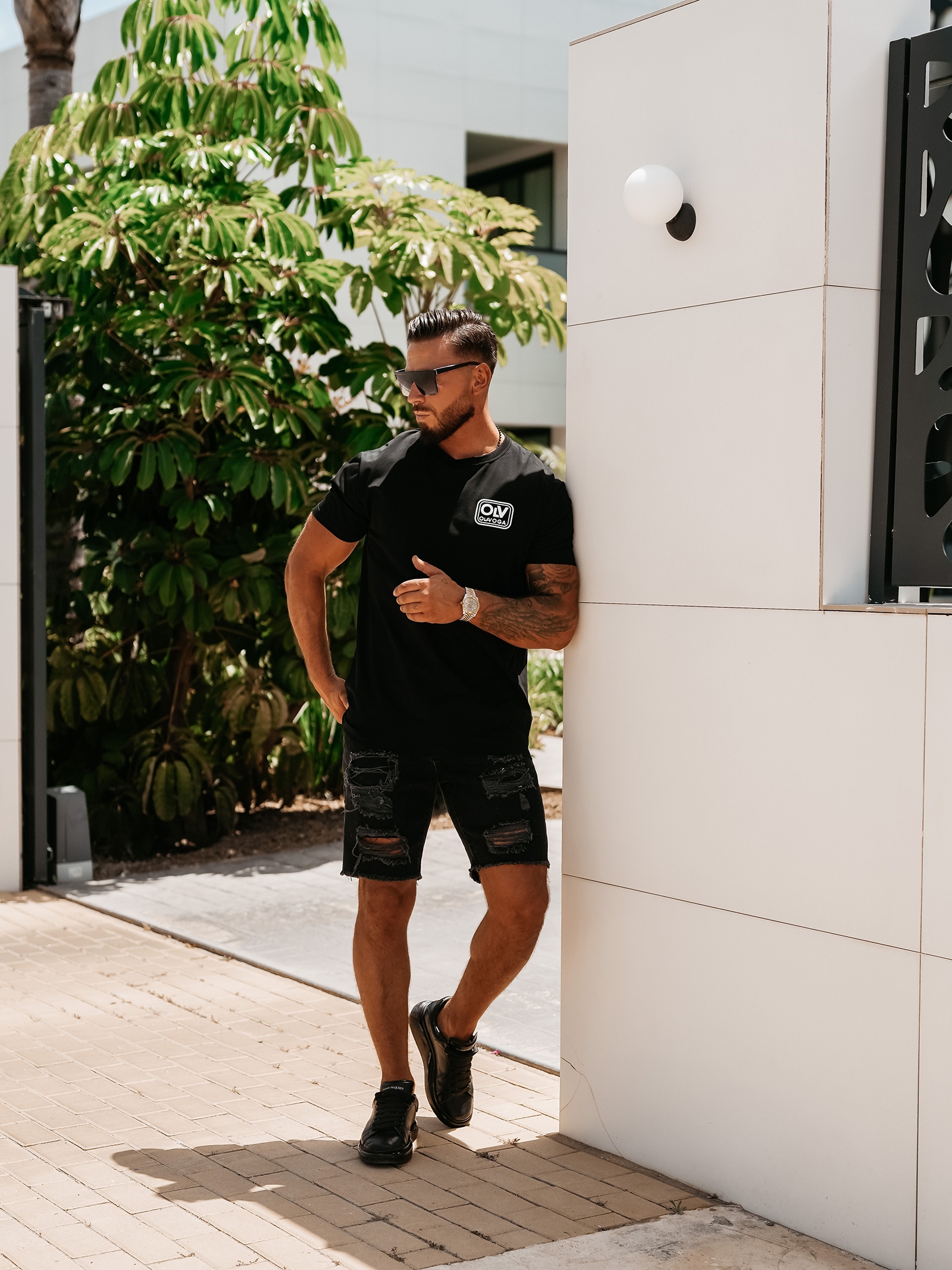 T-shirt męski bawełniany logowany ESKAL OLAVOGA czarny