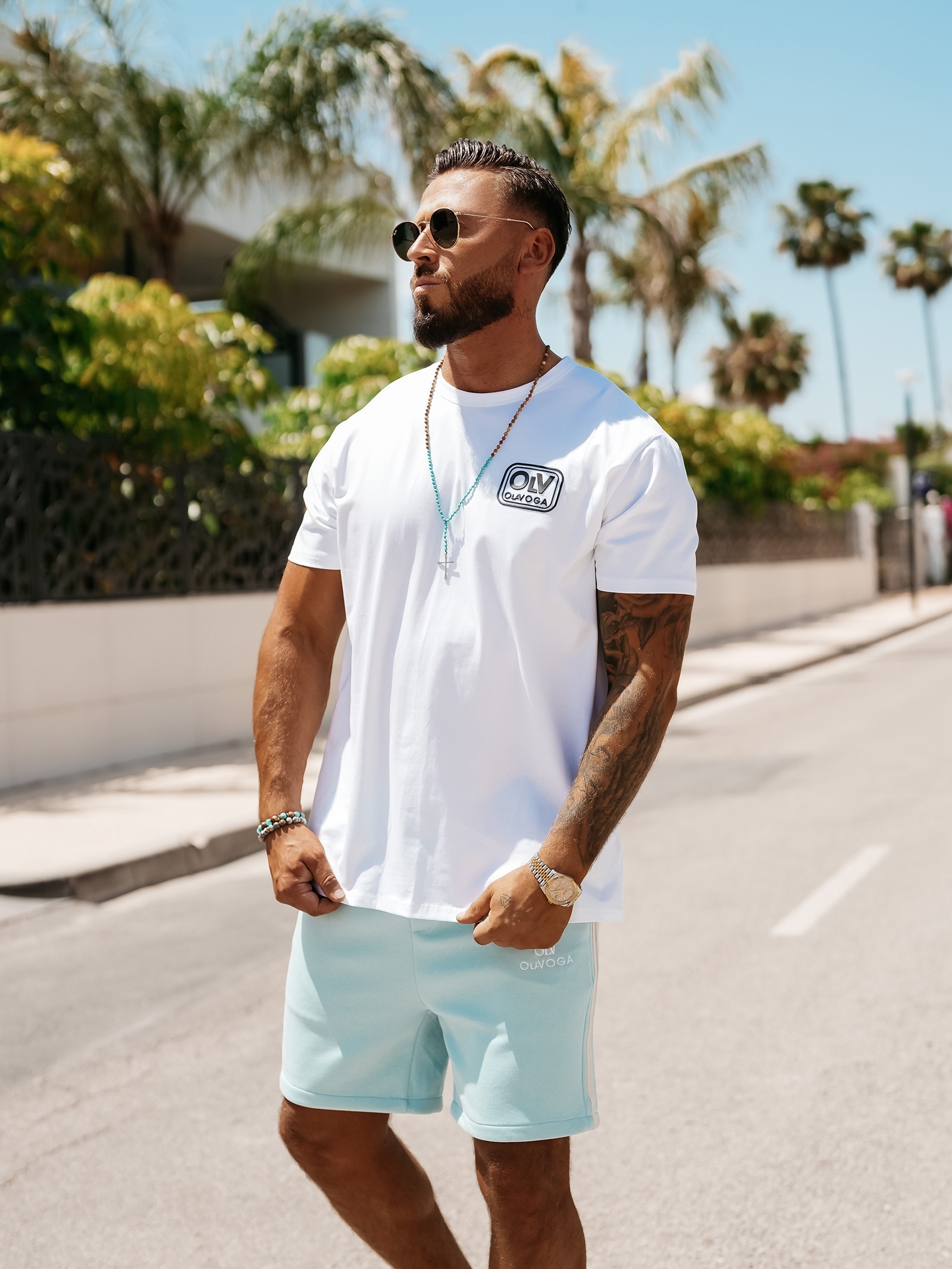 T-shirt męski bawełniany logowany ESKAL OLAVOGA ecru