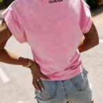 T-shirt bawełniany NEXIA OLAVOGA pudrowy róż