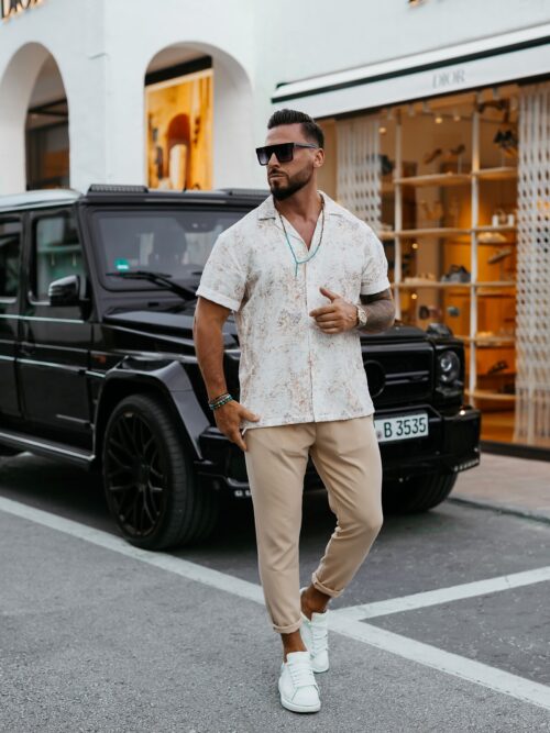 Spodnie męskie eleganckie WESTON OLAVOGA beżowe