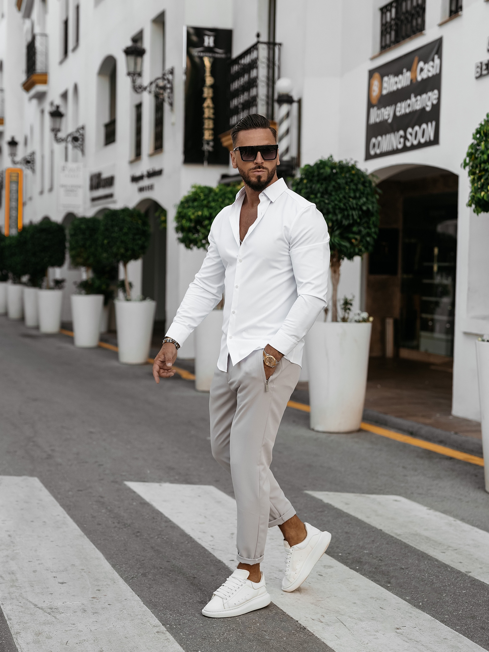 Spodnie męskie eleganckie WESTON OLAVOGA ecru