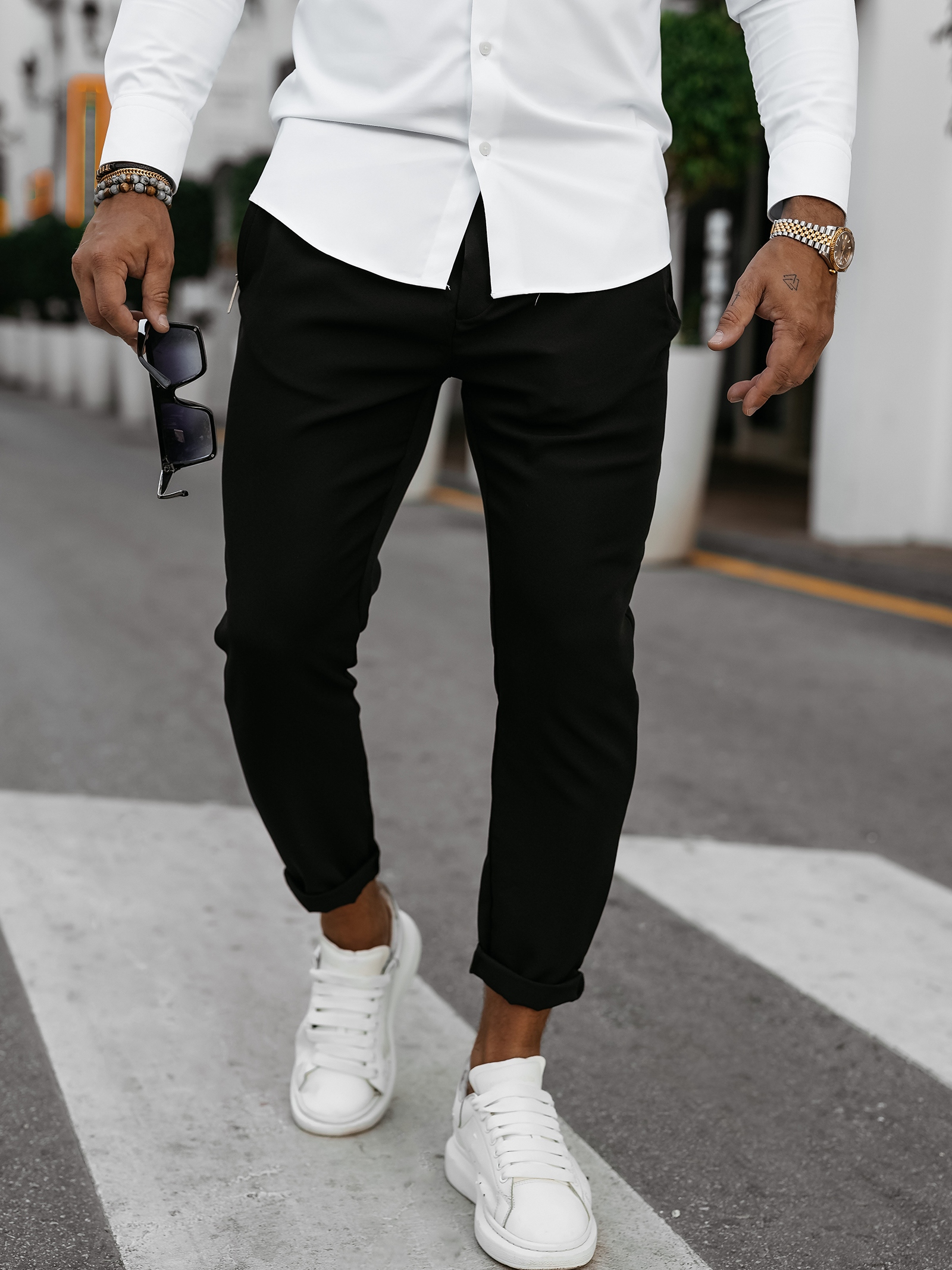 Spodnie męskie eleganckie WESTON OLAVOGA czarne