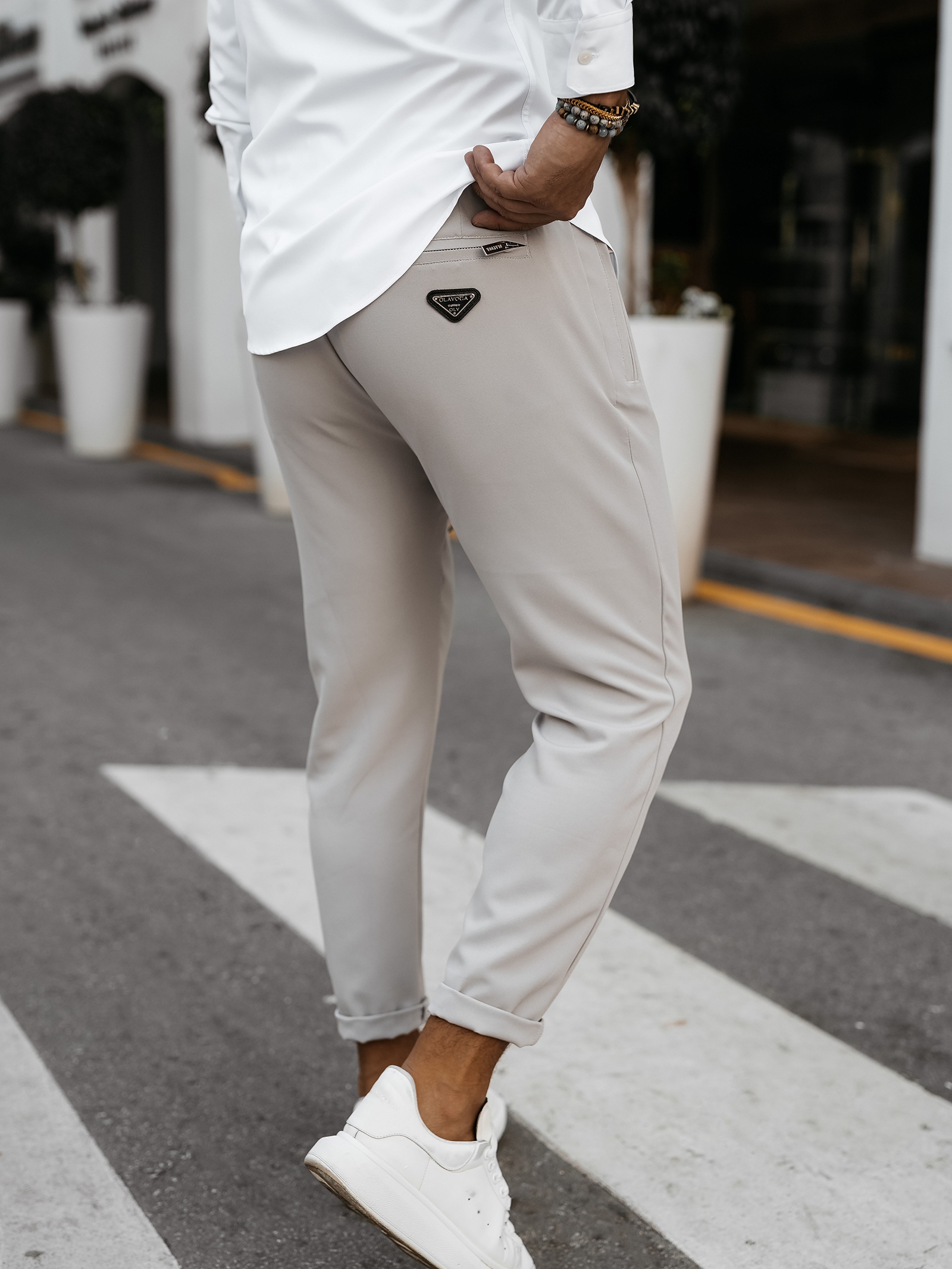 Spodnie męskie eleganckie WESTON OLAVOGA ecru Spodnie męskie eleganckie WESTON OLAVOGA ecru