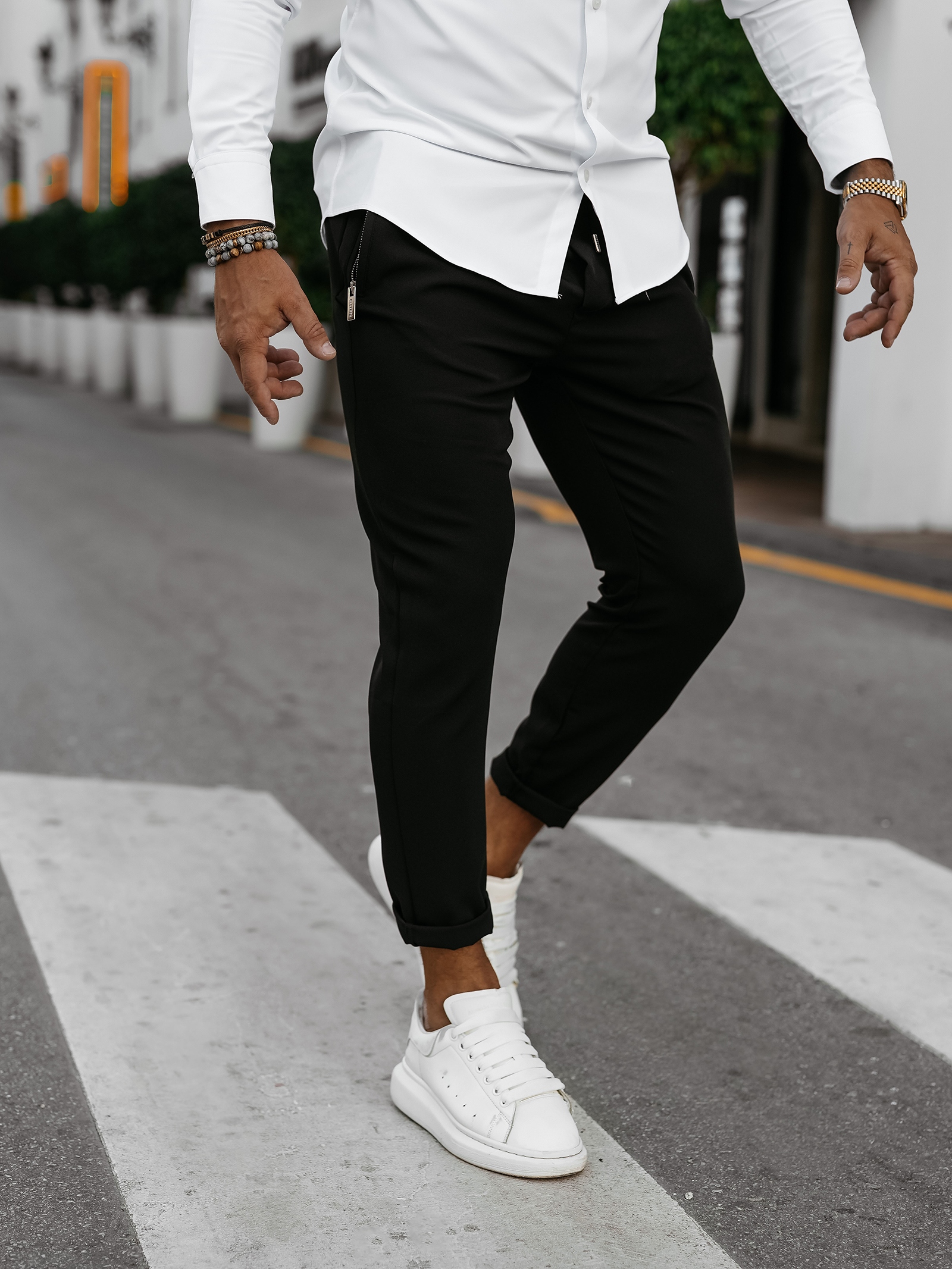 Spodnie męskie eleganckie WESTON OLAVOGA czarne