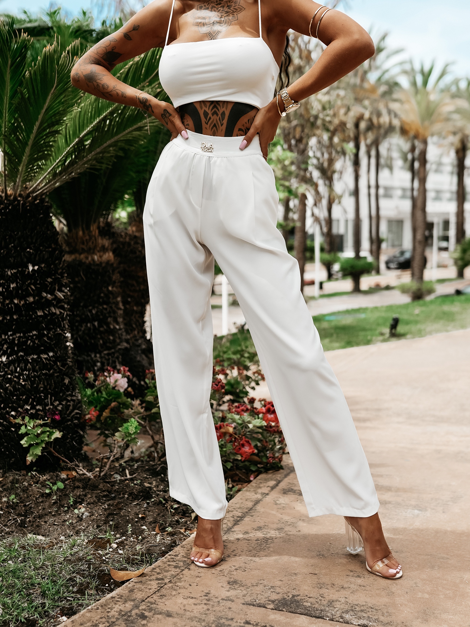 Spodnie casualowe POLEM OLAVOGA ecru