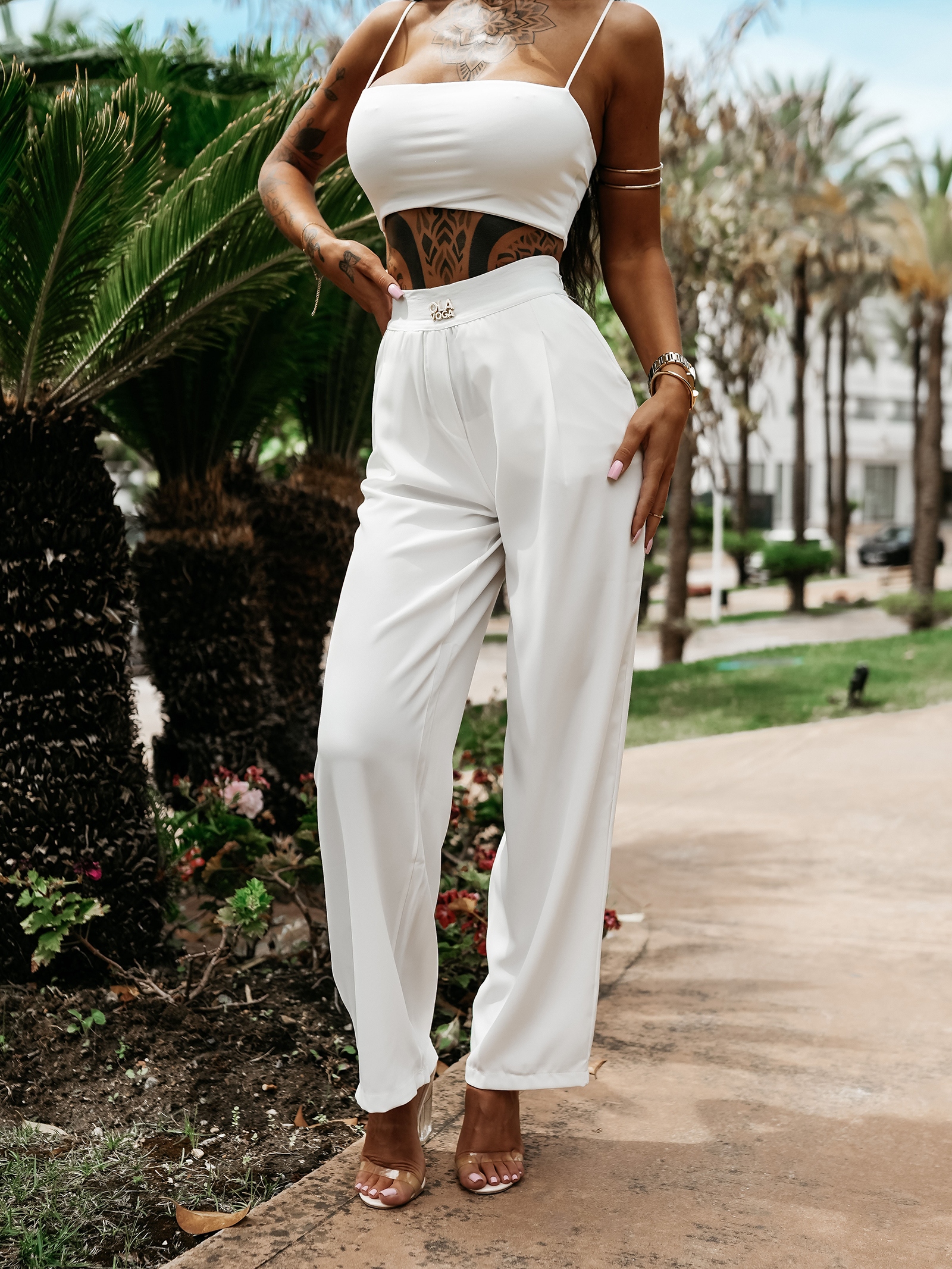 Spodnie casualowe POLEM OLAVOGA ecru