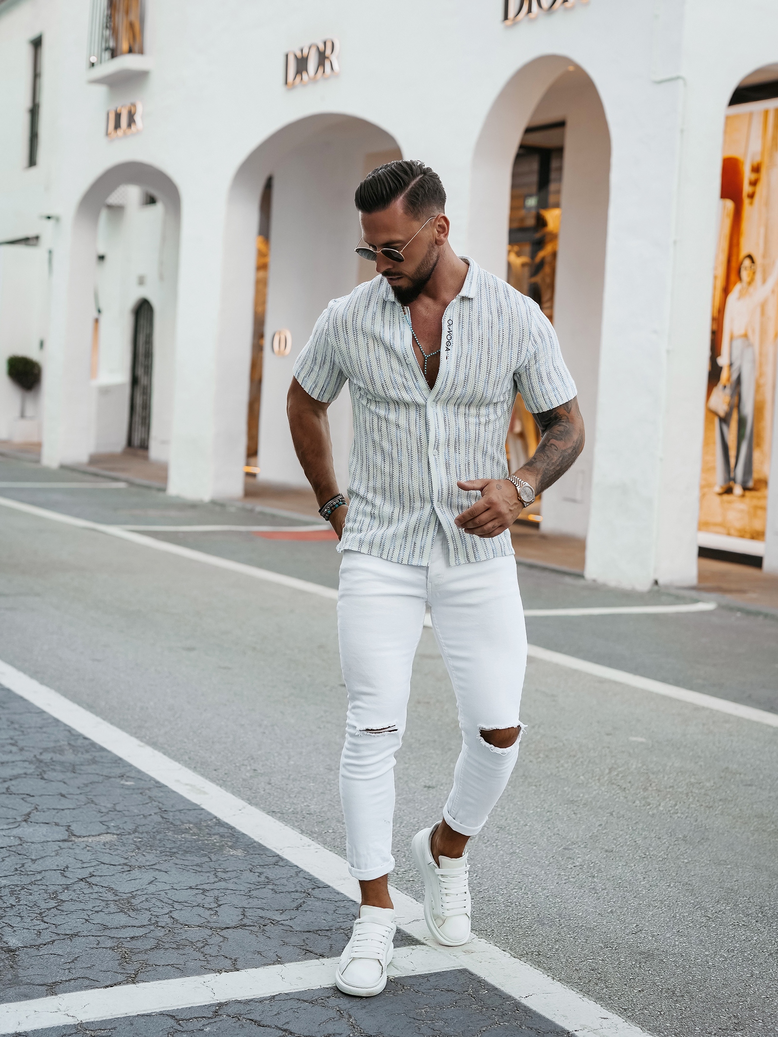 Koszula męska na krótki rękaw PORDE OLAVOGA niebieska Koszula męska na krótki rękaw PORDE OLAVOGA niebieska