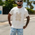 T-shirt męski z naszywką misia SAINZ OLAVOGA ecru