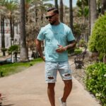 T-shirt męski elastyczny BLUE HARMONY OLAVOGA niebieski