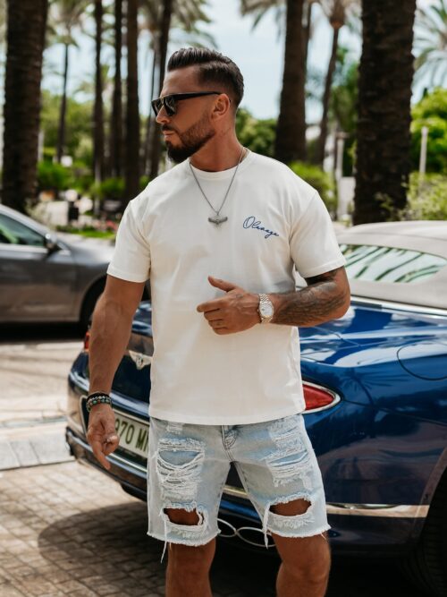 T-shirt męski elastyczny BLUE HARMONY OLAVOGA ecru