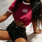 T-shirt z lamówkami SMALTER OLAVOGA bordowy