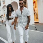 Koszula męska na krótki rękaw PORDE OLAVOGA niebieska