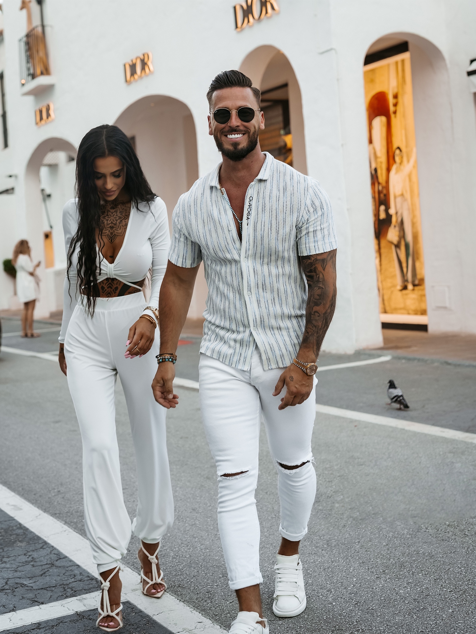 Koszula męska na krótki rękaw PORDE OLAVOGA niebieska