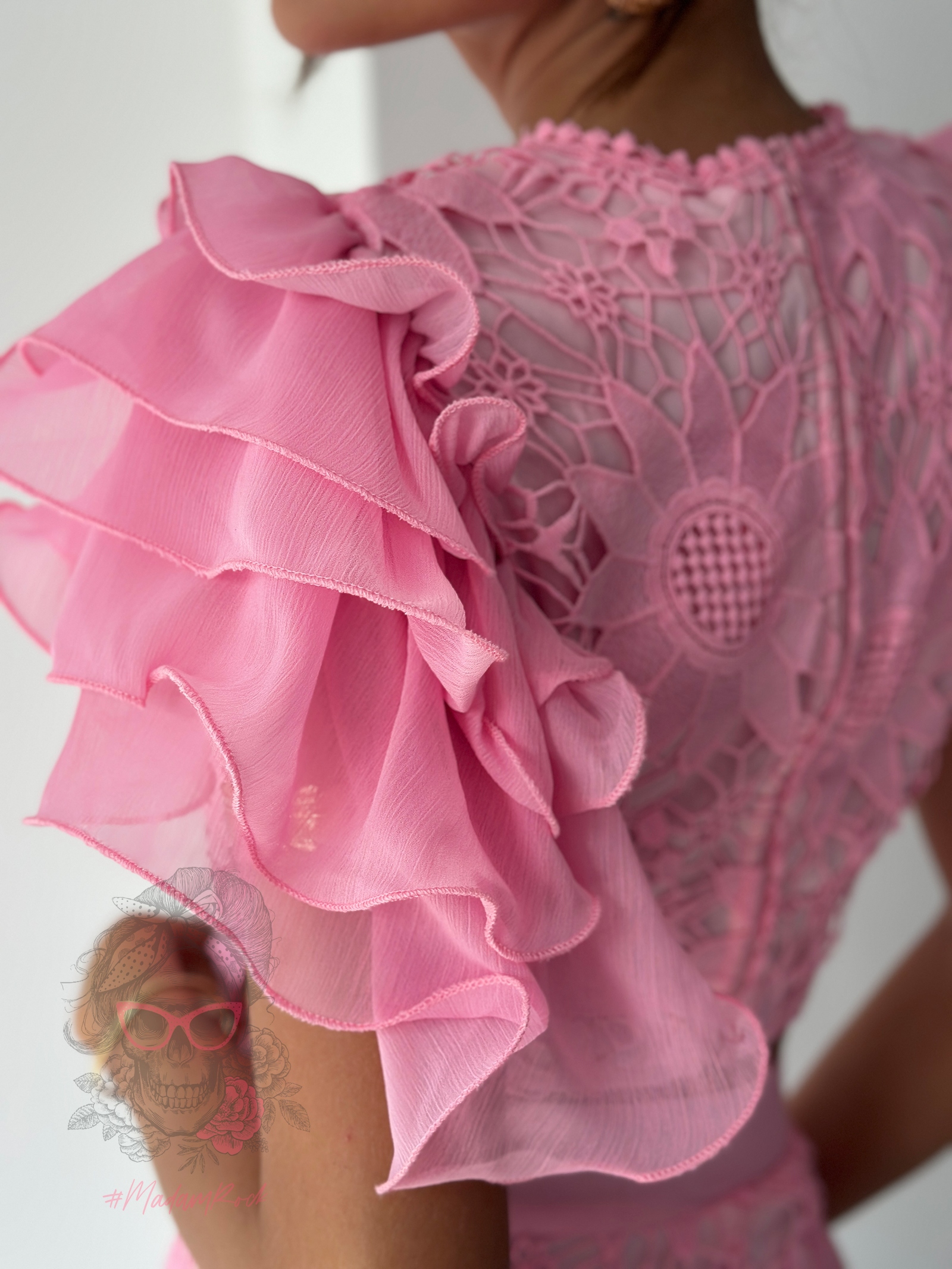 Komplet gipiurowy Tenesi jasnoróżowy