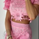 Komplet gipiurowy Tenesi jasnoróżowy