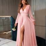 Sukienka maxi szyfonowa NB Secret Garden III pudrowa