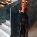 Komplet koronkowy spodnie + top NB Arsus czarny