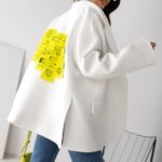 Marynarka oversize z aplikacją MC SMILE ecru/neon.żółty