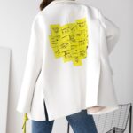 Marynarka oversize z aplikacją MC SMILE ecru/neon.żółty