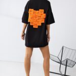 T-shirt oversize MC SMILE czarny-pomarańcz