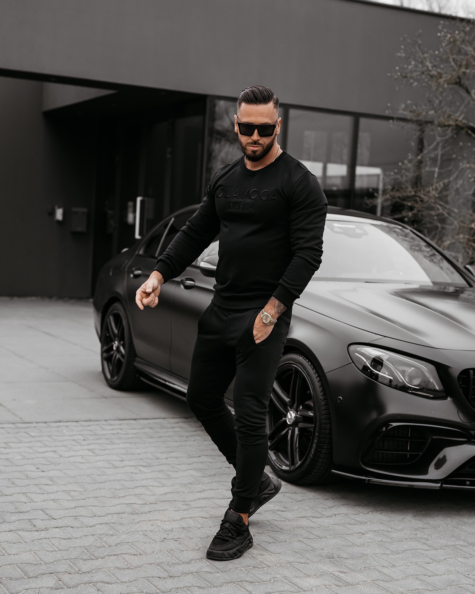 Komplet męski bawełniany KABUL OLAVOGA czarny