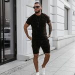 Komplet męski welurowy bluzka+spodenki ETENI OLAVOGA brąz