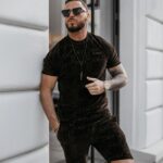 Komplet męski welurowy bluzka+spodenki ETENI OLAVOGA brąz