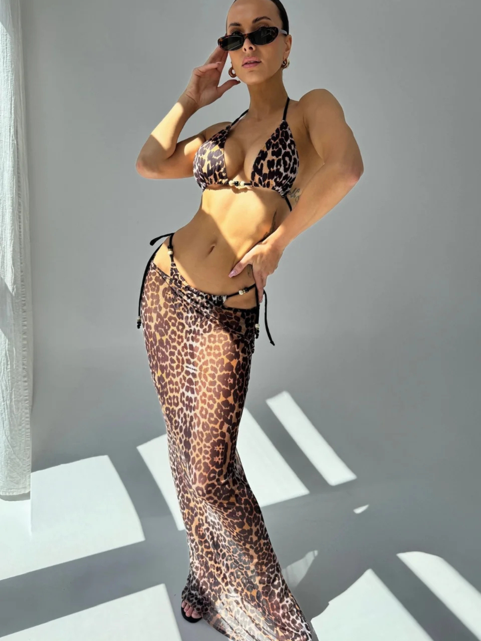 Komplet strój kąpielowy+spódnica CHIARA SWIMWEAR panterka