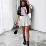 Spódniczko-spodenki plisowane ASH OLAVOGA ecru