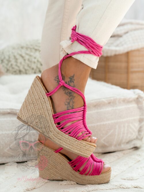 Sandały koturny Madam Pago High różowe