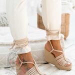 Sandały koturny Madam Pago High beżowe