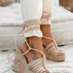 Sandały koturny Madam Pago High beżowe