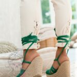 Sandały koturny Madam Pago High zielone