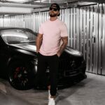 T-shirt męski logowany VALOR OLAVOGA pudrowy róż