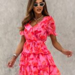 Sukienka wakacyjna w kwiaty Margot różowa