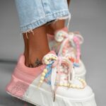 Buty sportowe na platformie Madam Minidrops pudrowe