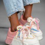 Buty sportowe na platformie Madam Minidrops pudrowe