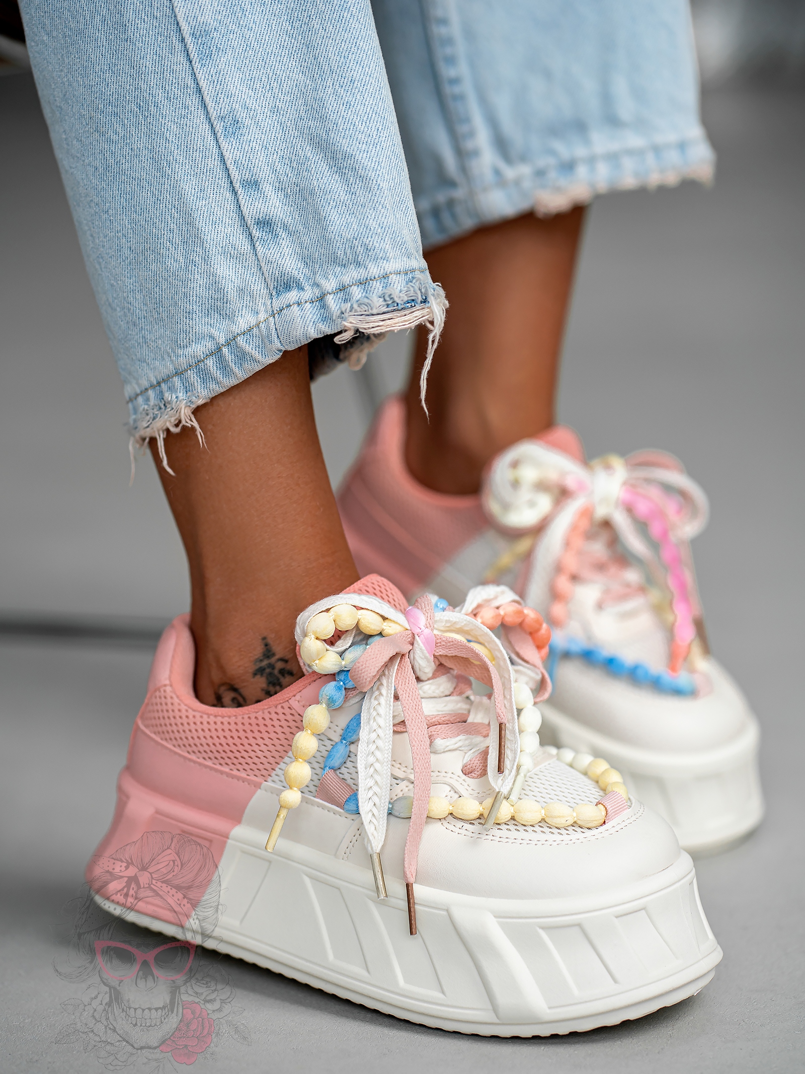 Buty sportowe na platformie Madam Minidrops pudrowe