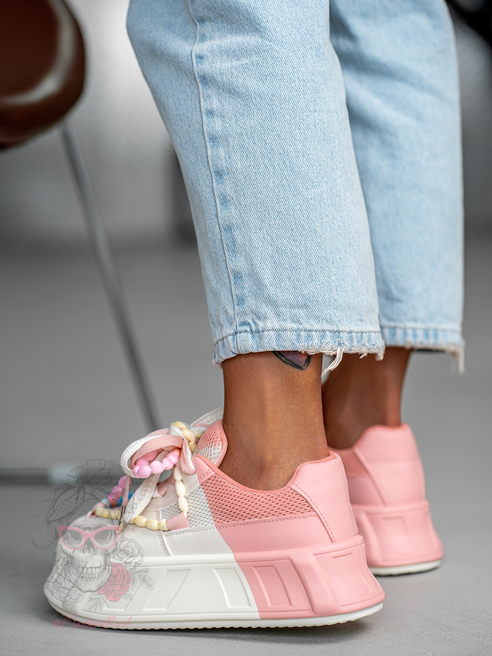 Buty sportowe na platformie Madam Minidrops pudrowe