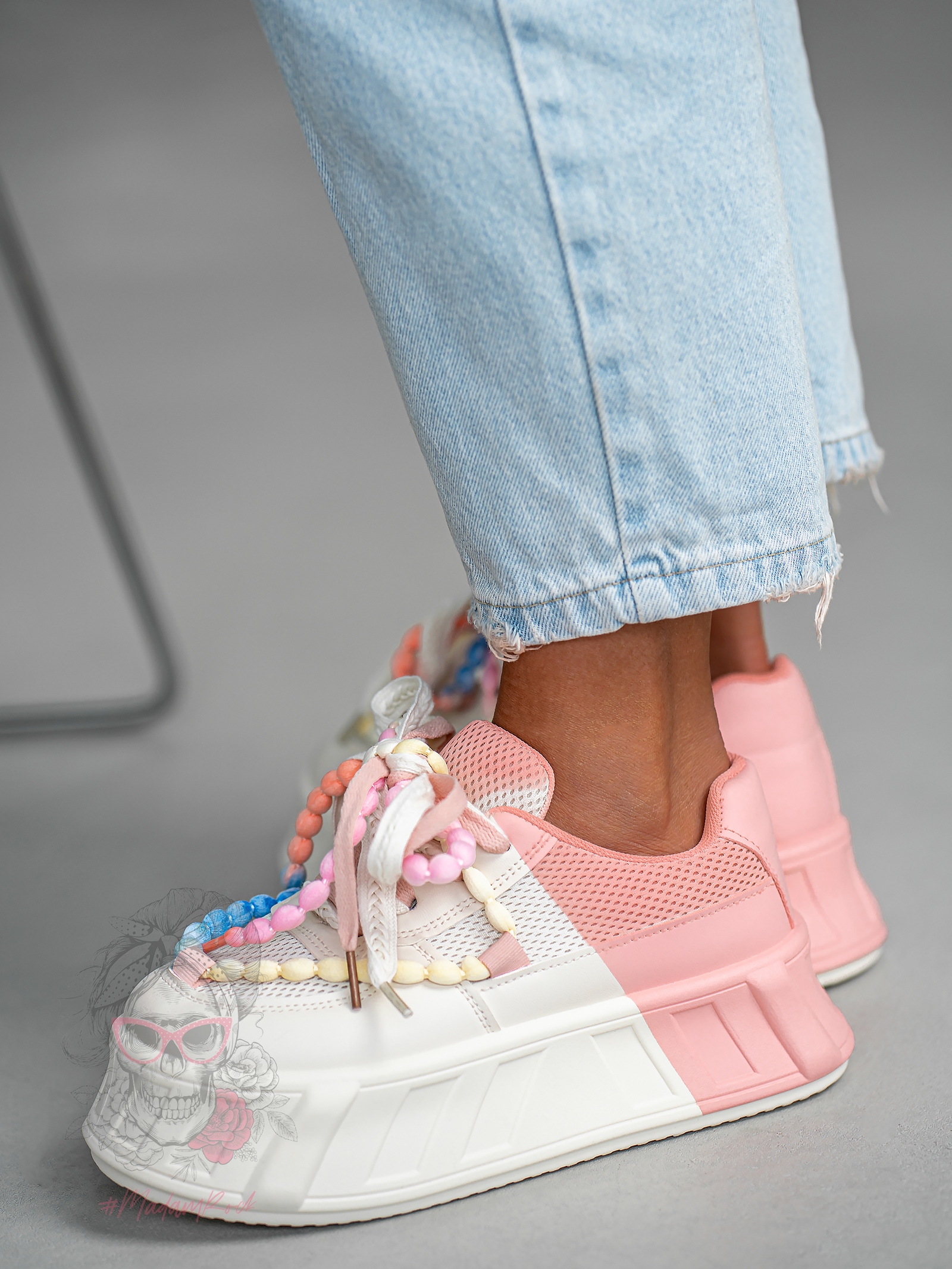 Buty sportowe na platformie Madam Minidrops pudrowe