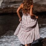 Sukienka lniana Get Off biała w paski