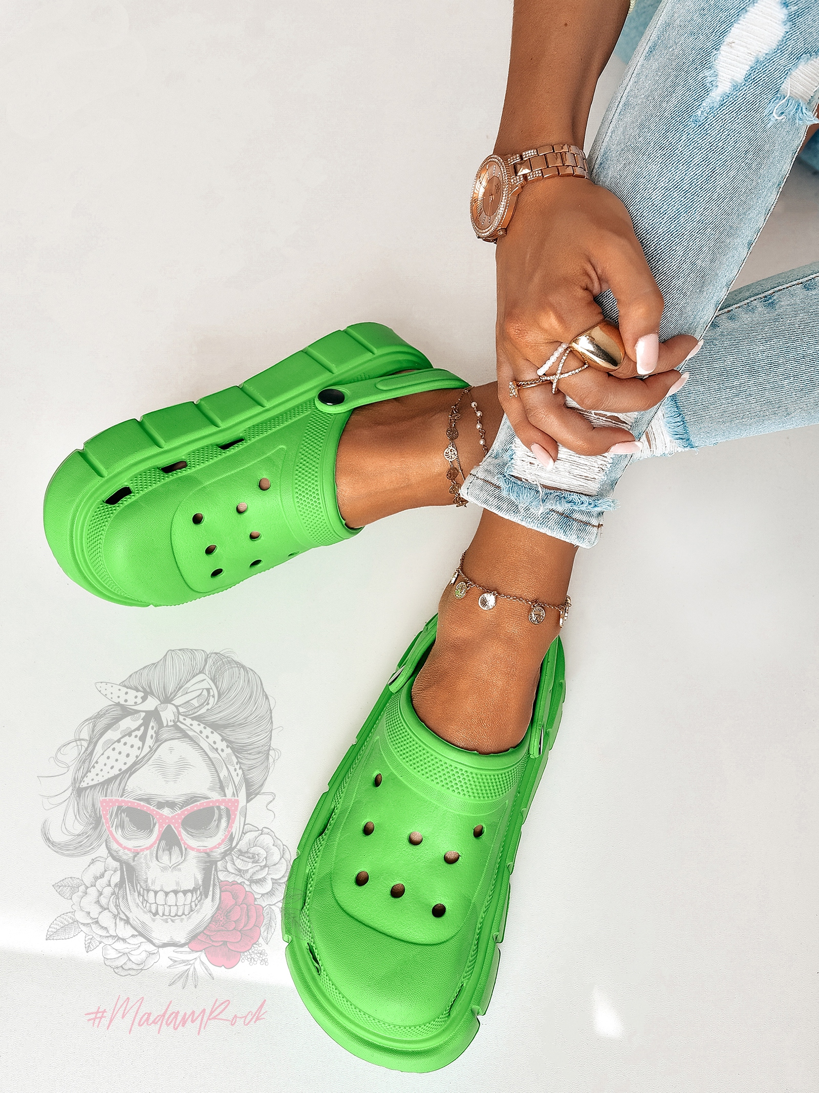 Buty piankowe/chodaki Rock Dopti zielone Buty piankowe/chodaki Rock Dopti zielone