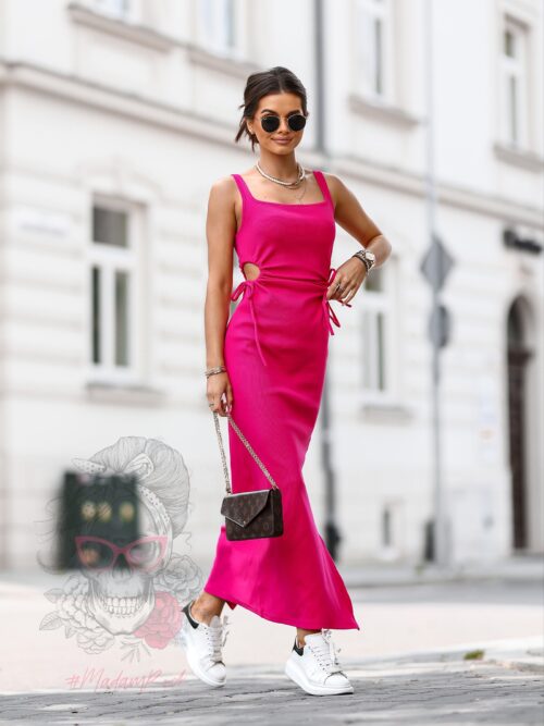 Sukienka dzianinowa Madam Adra Maxi fuksja