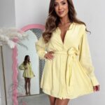 Sukienka koszulowa gładka Elva cytrynowa