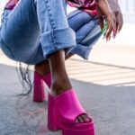 Klapki na platformie Madam Mediolan fuksja