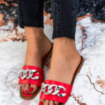 Klapki z łańcuchem Madam Bemusso czerwone