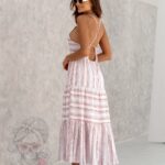 Sukienka lniana Get Off biała w paski