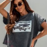 T-shirt short Mustang grafitowy