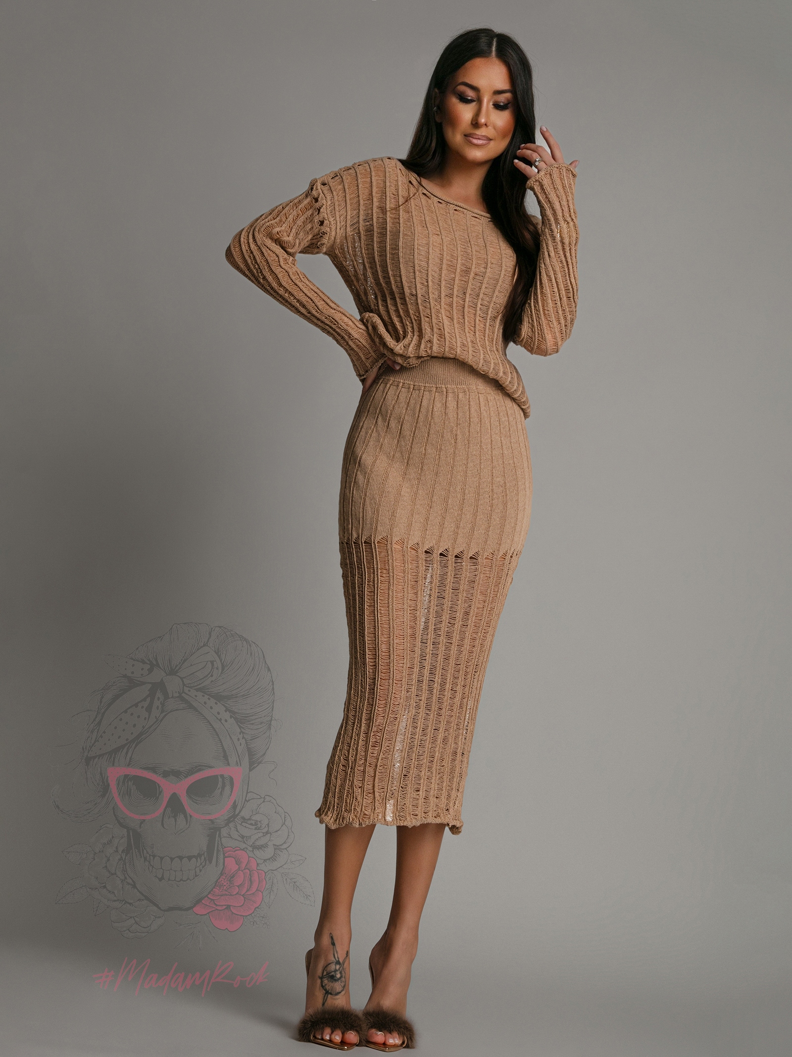 Komplet ażurowy Piter cappuccino