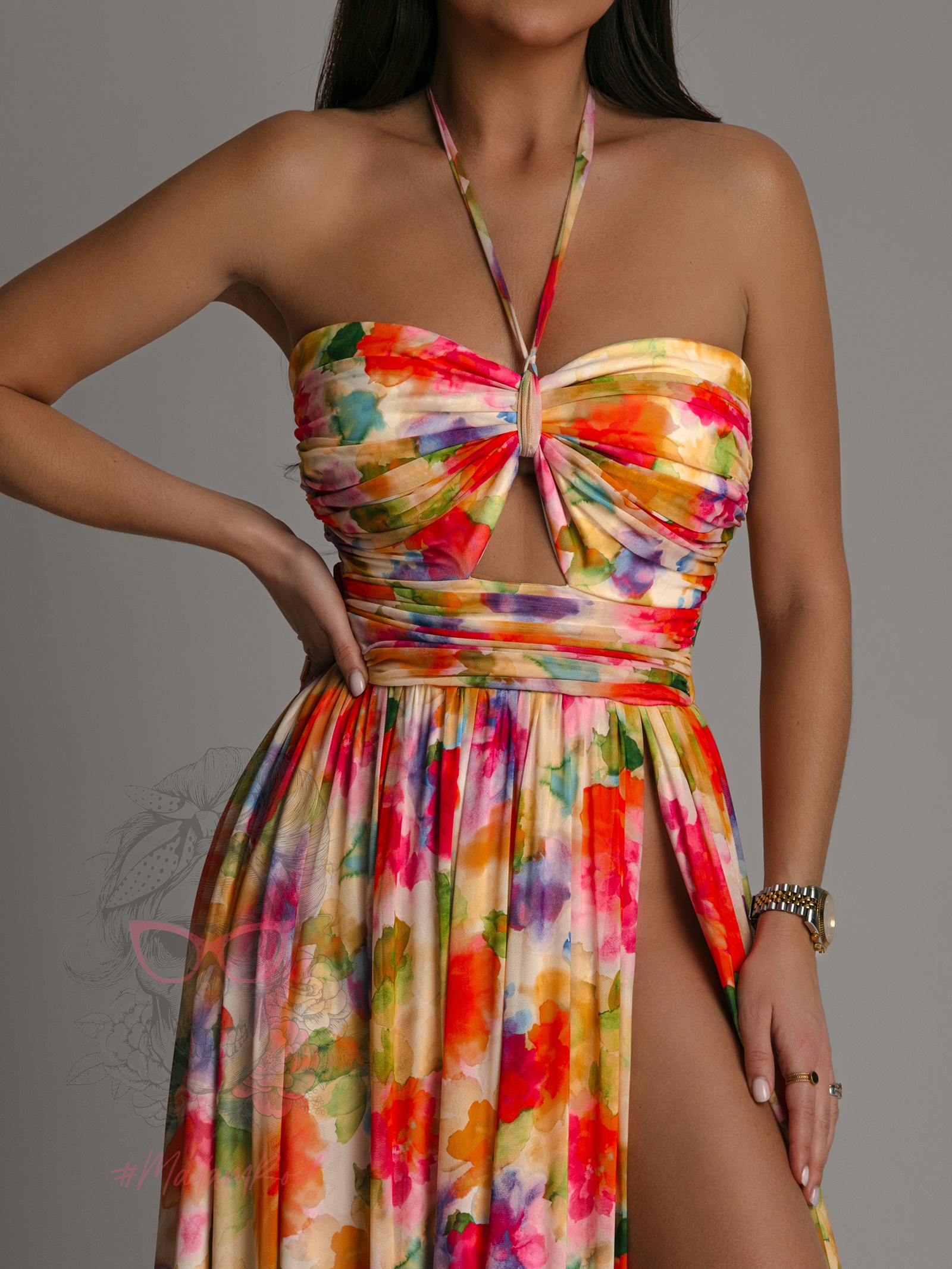 Sukienka maxi w kwiaty NB Falore kolorowa